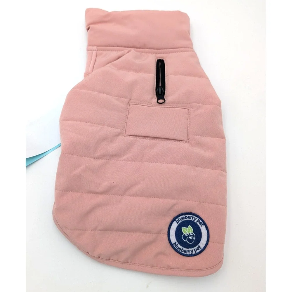 Blueberry Pet Dog Puffer Jacket 10 in Windproof Warm Quilted Coat Mauve Pink